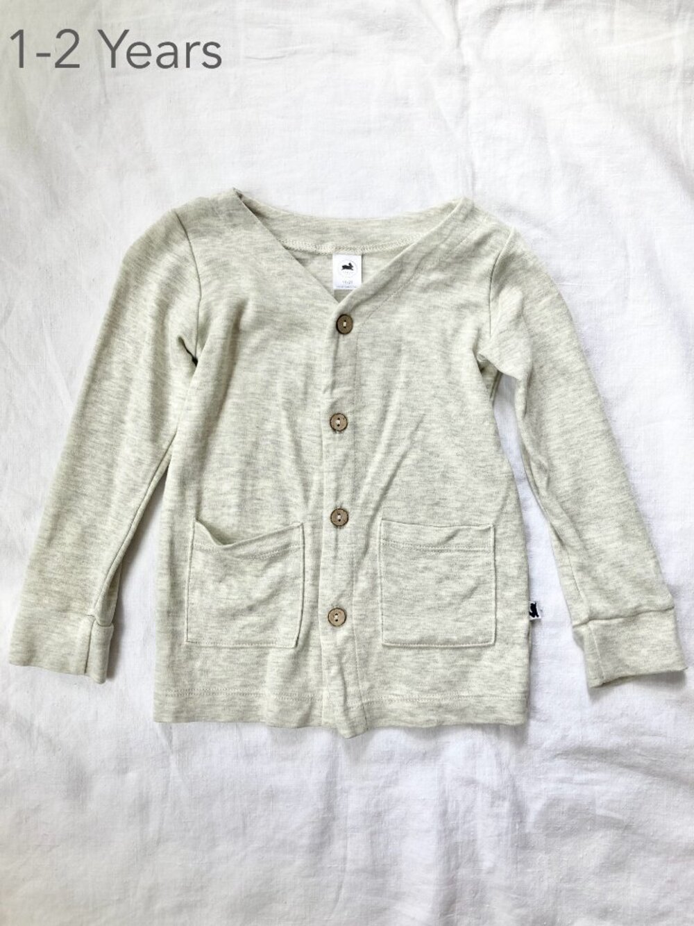 Little & Lively 1-2T Toddler Oatmeal Beige Lightweight Button Cardigan Stretch